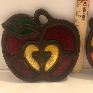 Vintage Enesco Stained Glass Apple Trivet